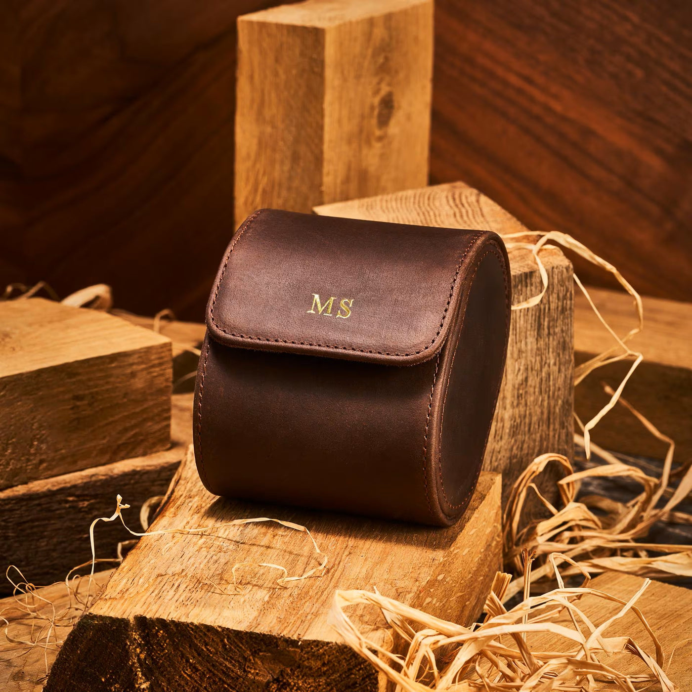 Genuine Leather Travel Watch Case / Watch Roll Storage Holder