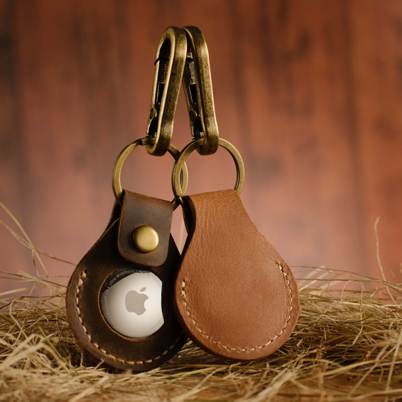 Brown Leather Airtag Case
