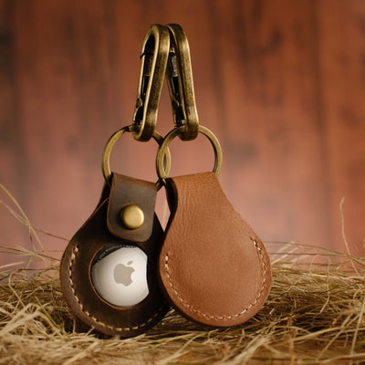Brown Leather Airtag Case